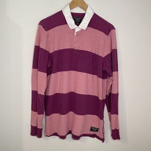 Vintage Abercrombie & Fitch Pink Polo Shirt Adult XL Long Sleeve Rugby Preppy